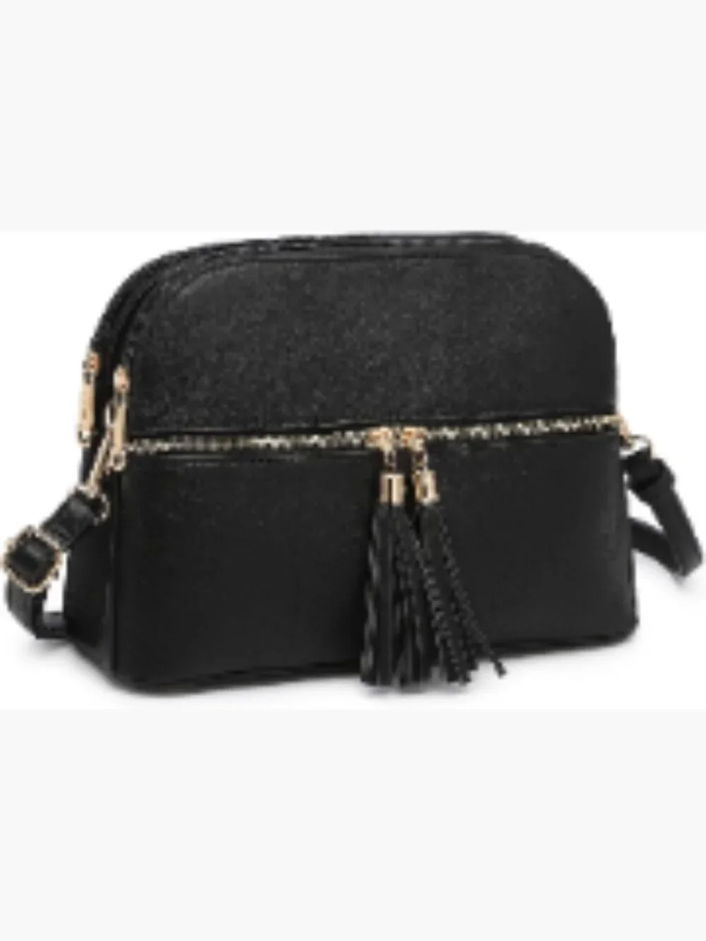 Vegan Leather Crossbody Bag with Tassel Zipper Multi Pockets
